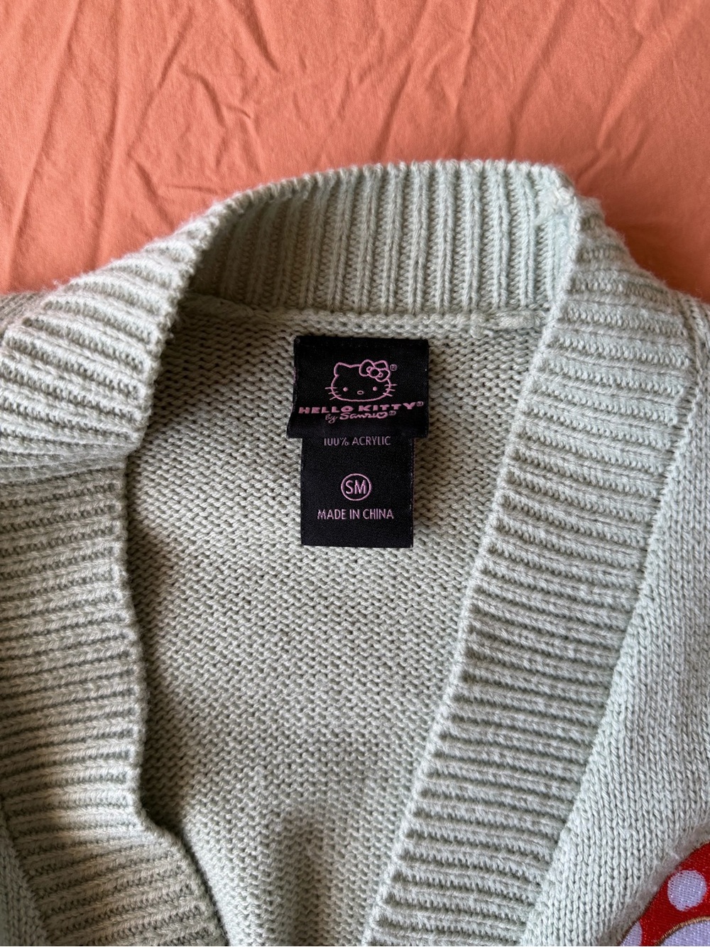 Hot Topic Sanrio Hello Kitty Mushroom Embroidered Knit Cardigan Size Small - Picture 6 of 11